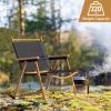 53*55*61cm Medium Size Aluminum Frame 600D Black Oxford Cloth Bearing 100kg Imitation Wood Grain Spray Paint Camping Chair Black