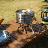 Outdoor hiking 304 stainless steel pot folding handle camping portable frying pan soup pot home picnic cookware set