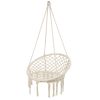 Tassel Cotton Hanging Rope Hammock Chair Swing Round Indoor Outdoor