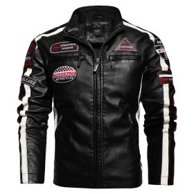 Men's Motorcycle Leather Street Motorcycle Racing Suit (Option: Black-3XL)