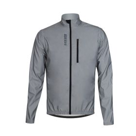 Cycling Reflective Jacket Windbreaker Vest Sleeves Detachable (Option: Silver-4XL)