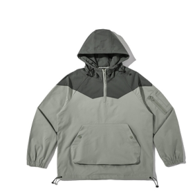 Color Matching Tooling Hooded Pullover Jacket For Men And Women (Option: Gray green-M)