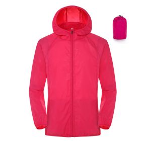 Summer Outdoor Sun Protection Clothing Women'S Lightweight Waterproof Windbreaker (Option: Rose Red-S)