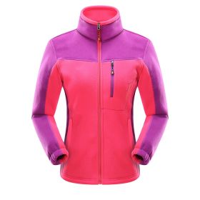 Cross-border Sources Of New Polar Fleece Warm Fleece Couple Cardigan Contrast (Option: Rose Red Girl-3XL)