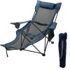 2in1 Folding Camping Reclining Chair Portable 330lbs Capacity,blue