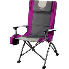 High Back Camping Chair, with Cupholder, Pocket, and Headrest, Adult,pink (actual_color: black)