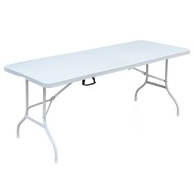 Multi-purpose outdoor folding casual picnic table (Color: White, size: 6ft)